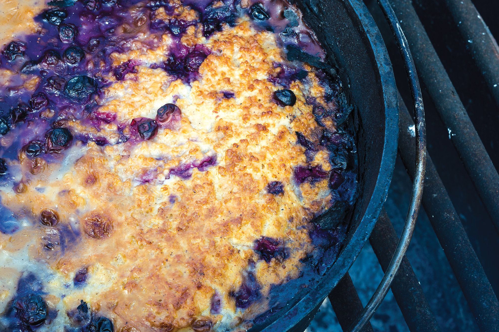 Blueberry Baked Oatmeal in a Dutch oven