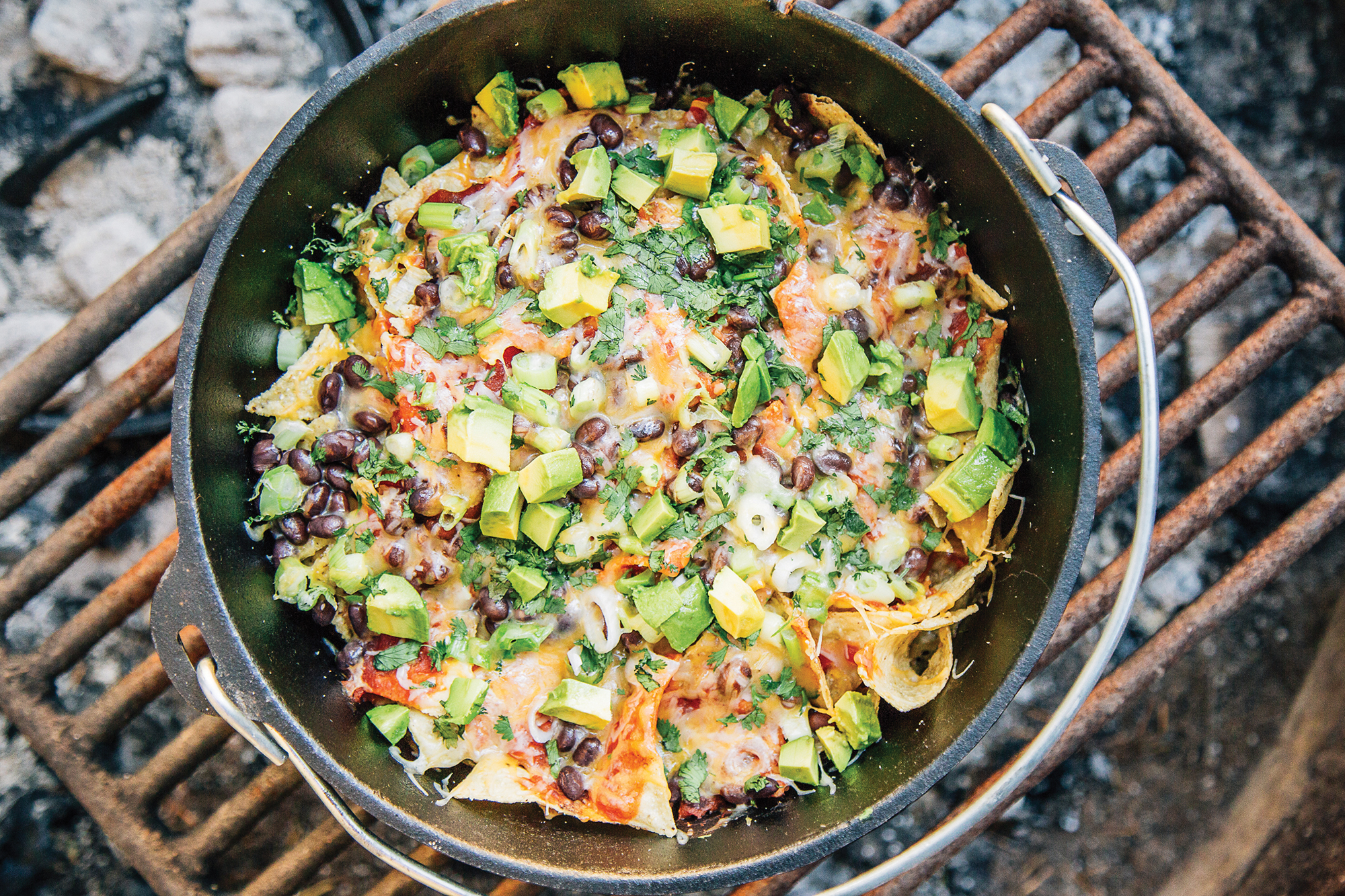 Campfire Nachos in a Dutch oven