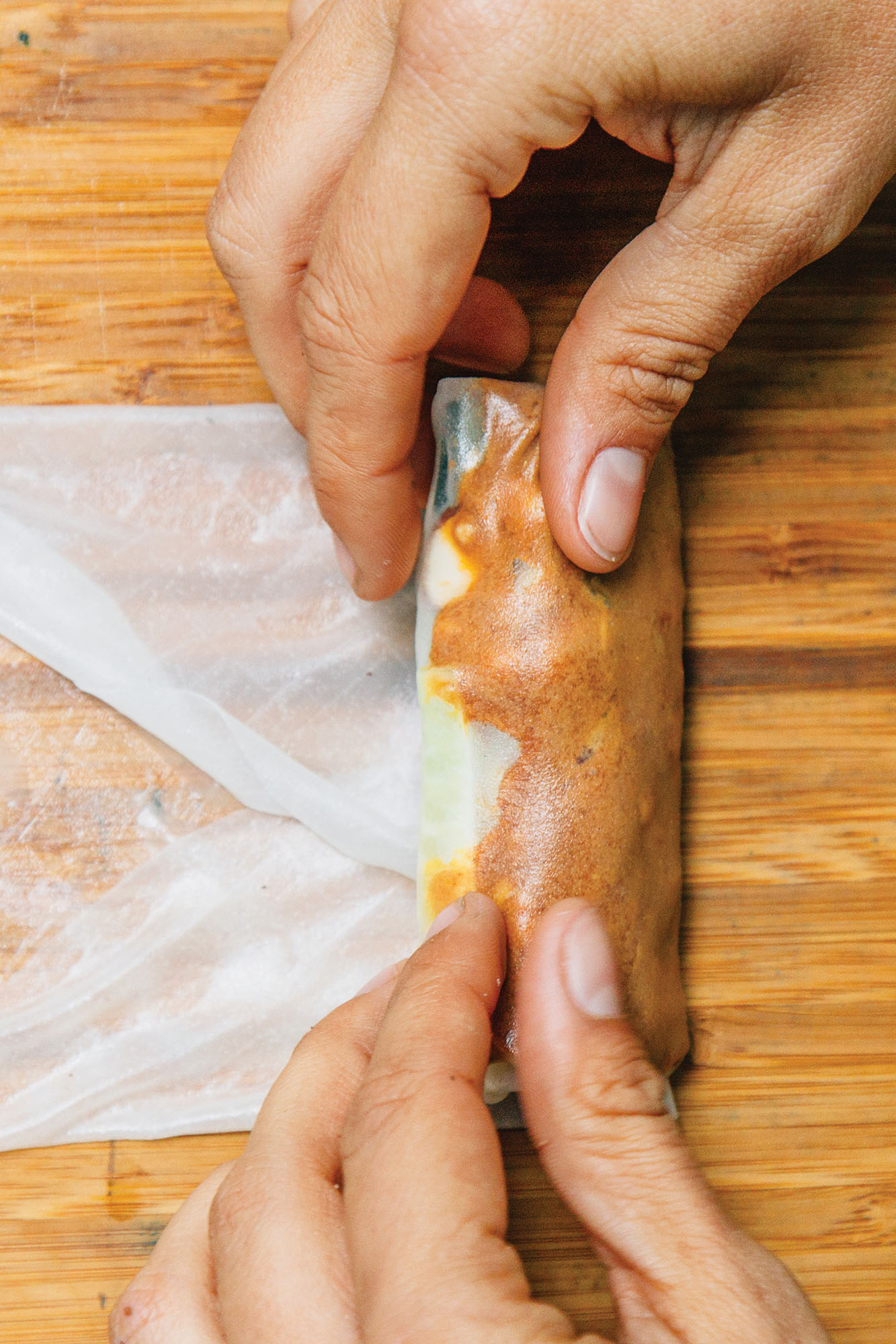Spring Rolls with peanut butter Sriracha sauce