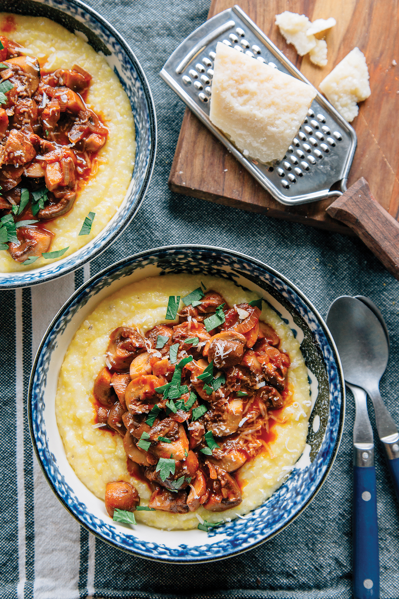 Mushroom Bolognese with Parmesan Polenta