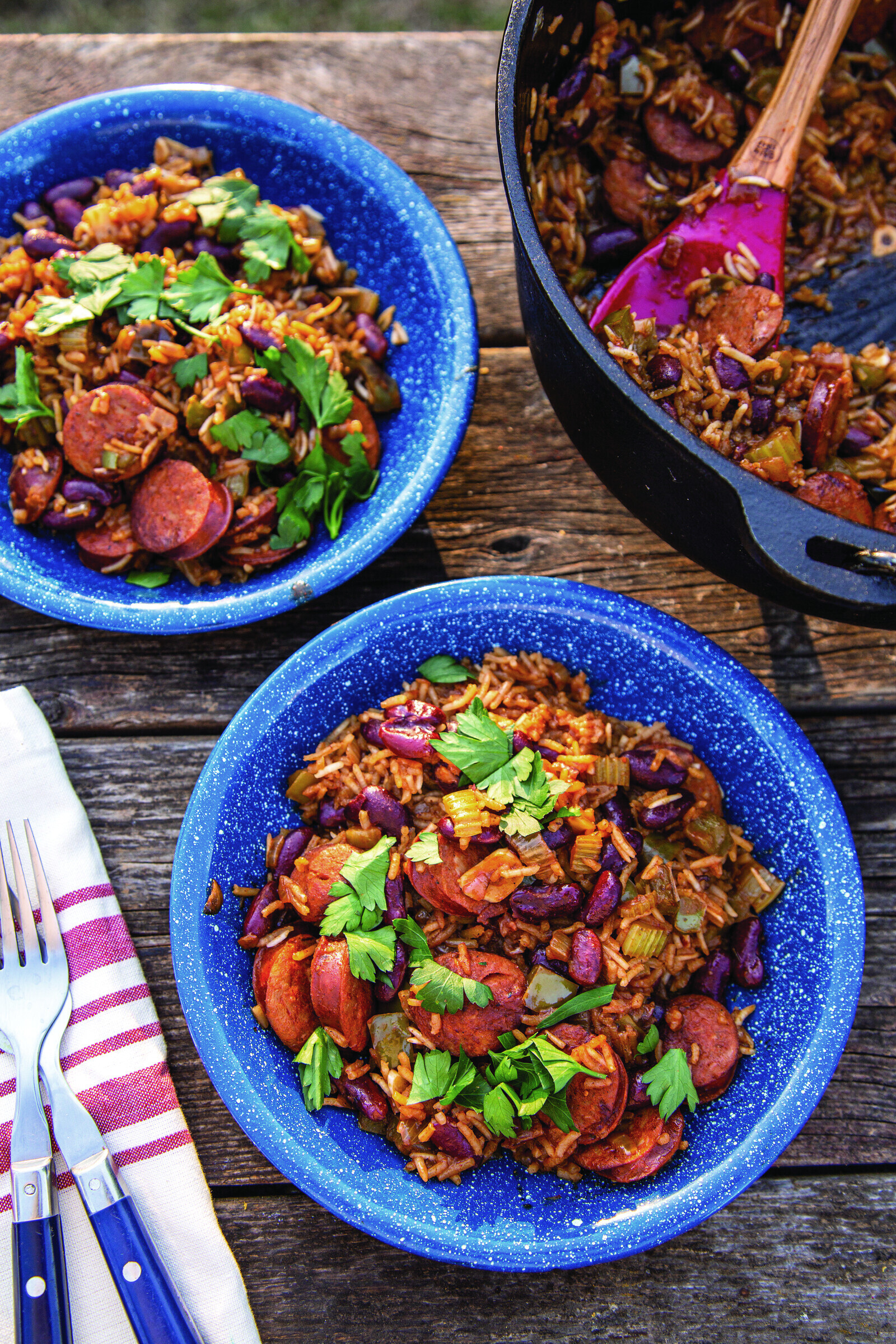 New Orleans-Style Red Beans and Rice in a Dutch oven