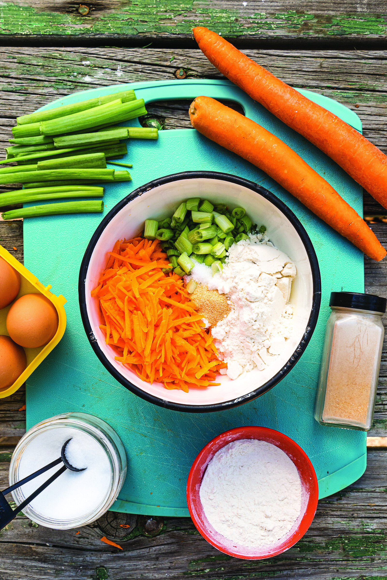 Carrot and Scallion Fritters with Curry Yogurt