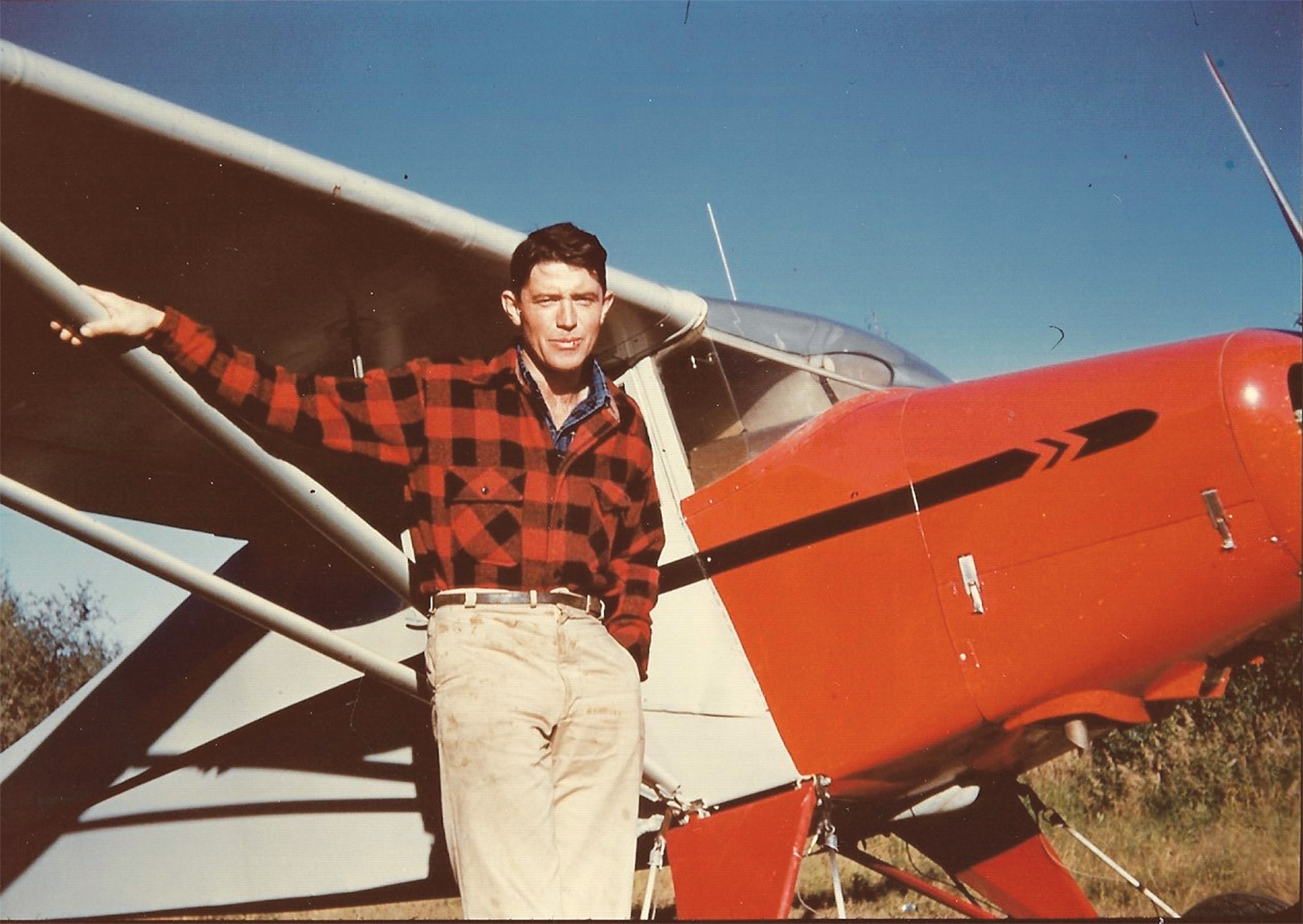 Don Sheldon with his Tailorcraft airplane