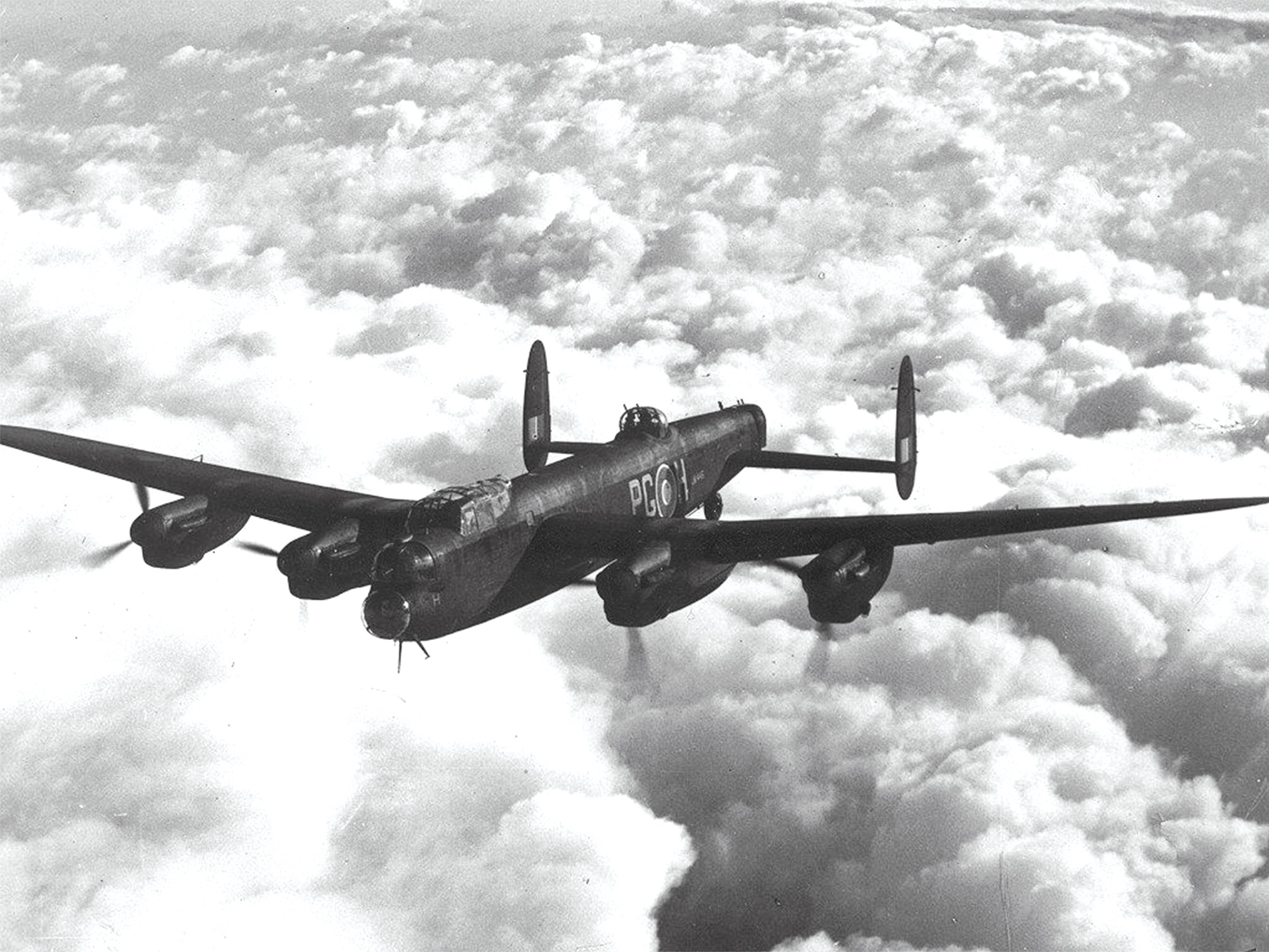 Avro Lancaster Mk II heavy bomber in flight