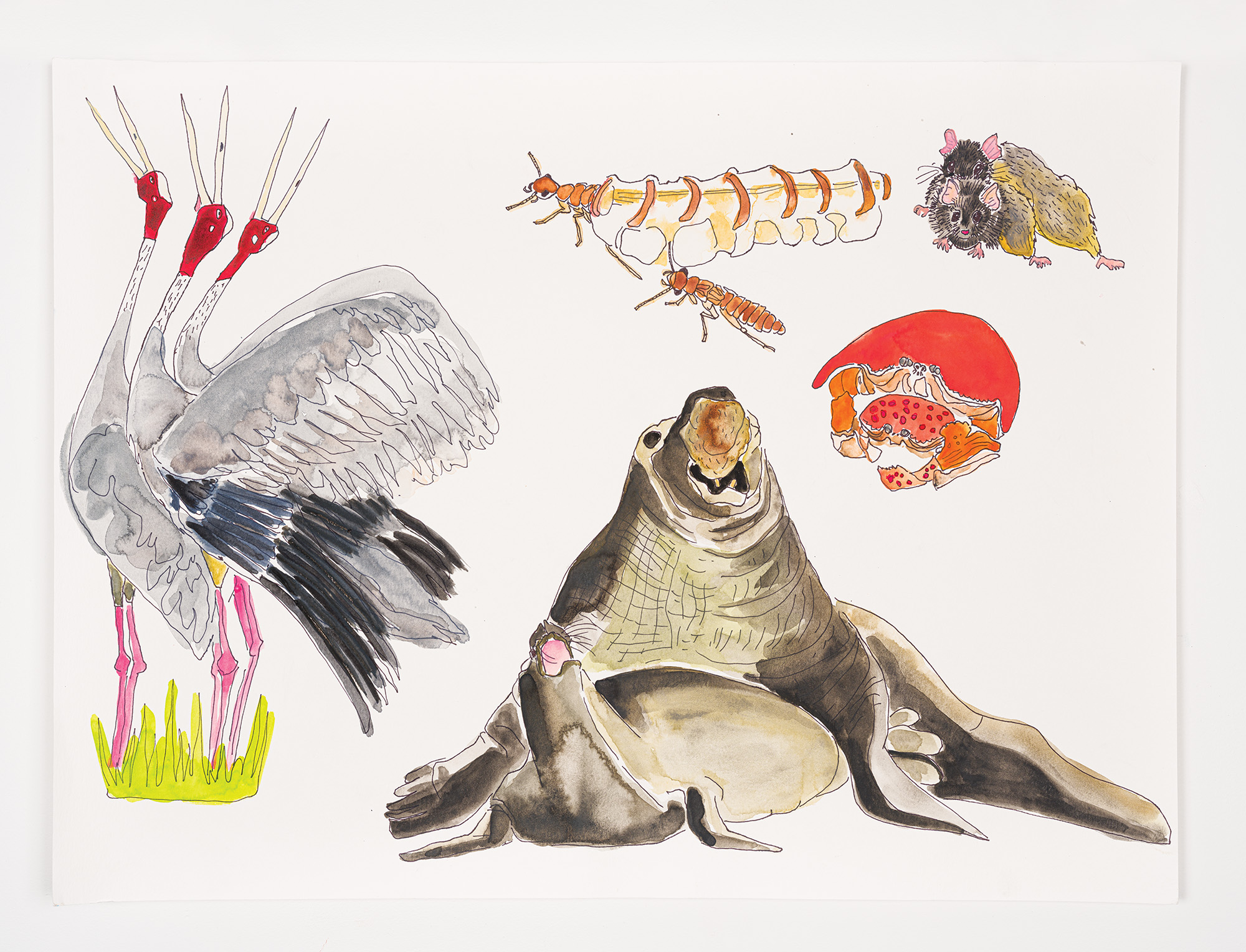 Animal Lovers, Part 01, gouache on paper