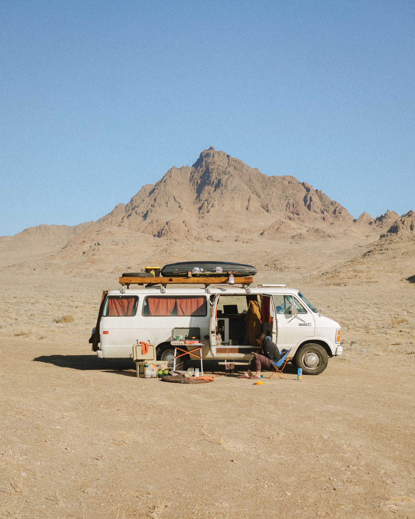 Van camping near the Utah Salt Flats