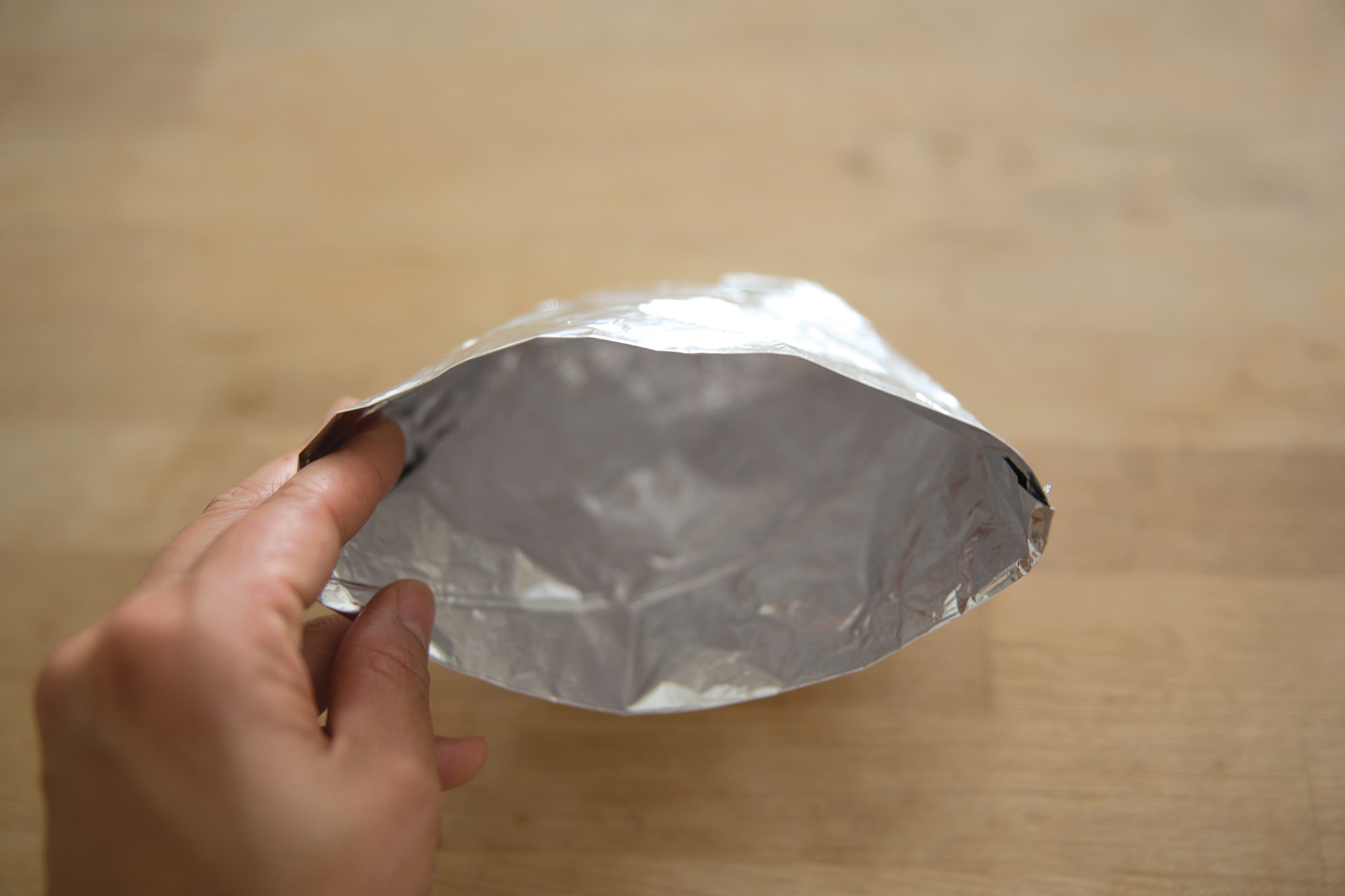 Completed origami foil bowl