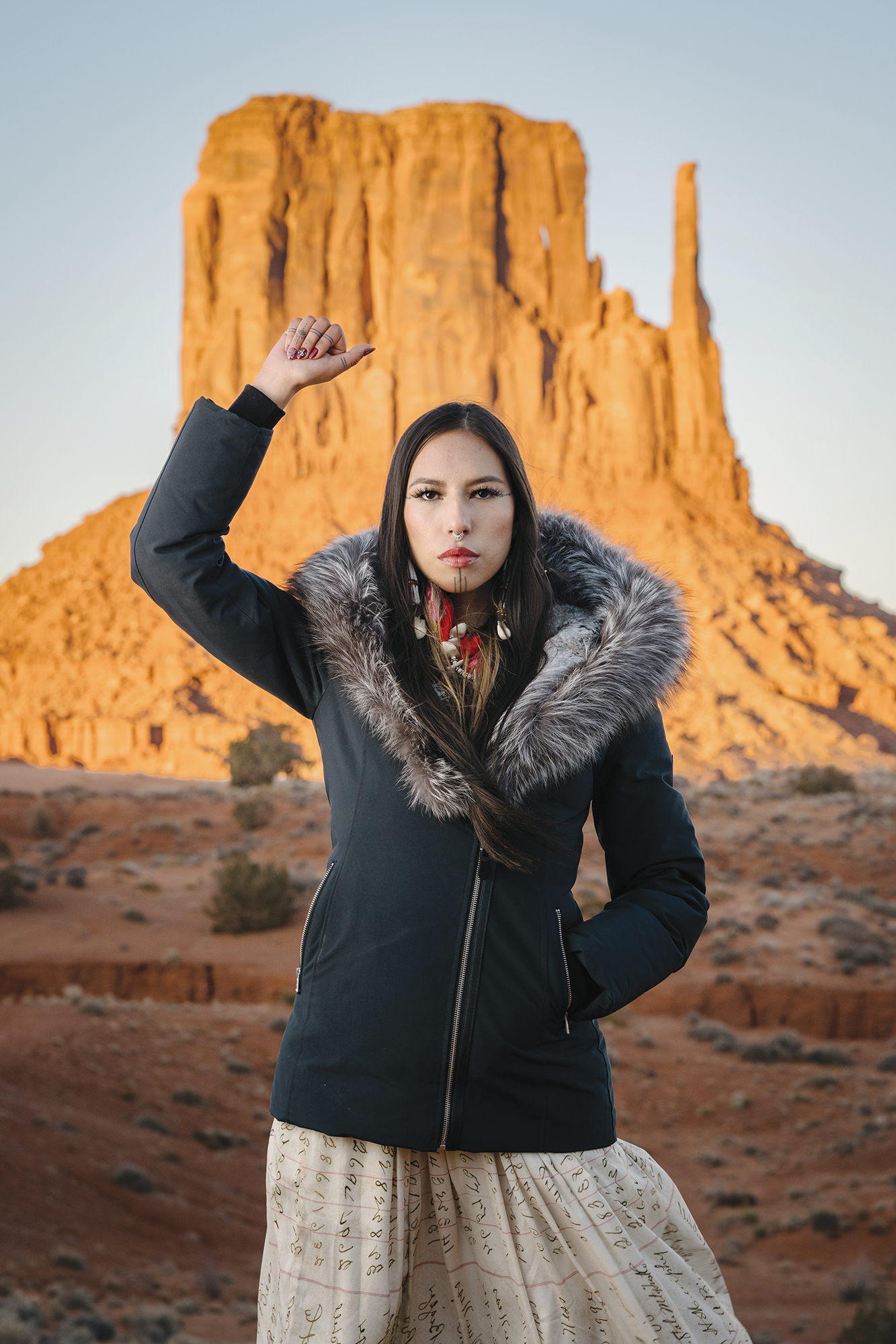 Activist Quannah Chasinghorse, Monument Valley, Arizona, 2021