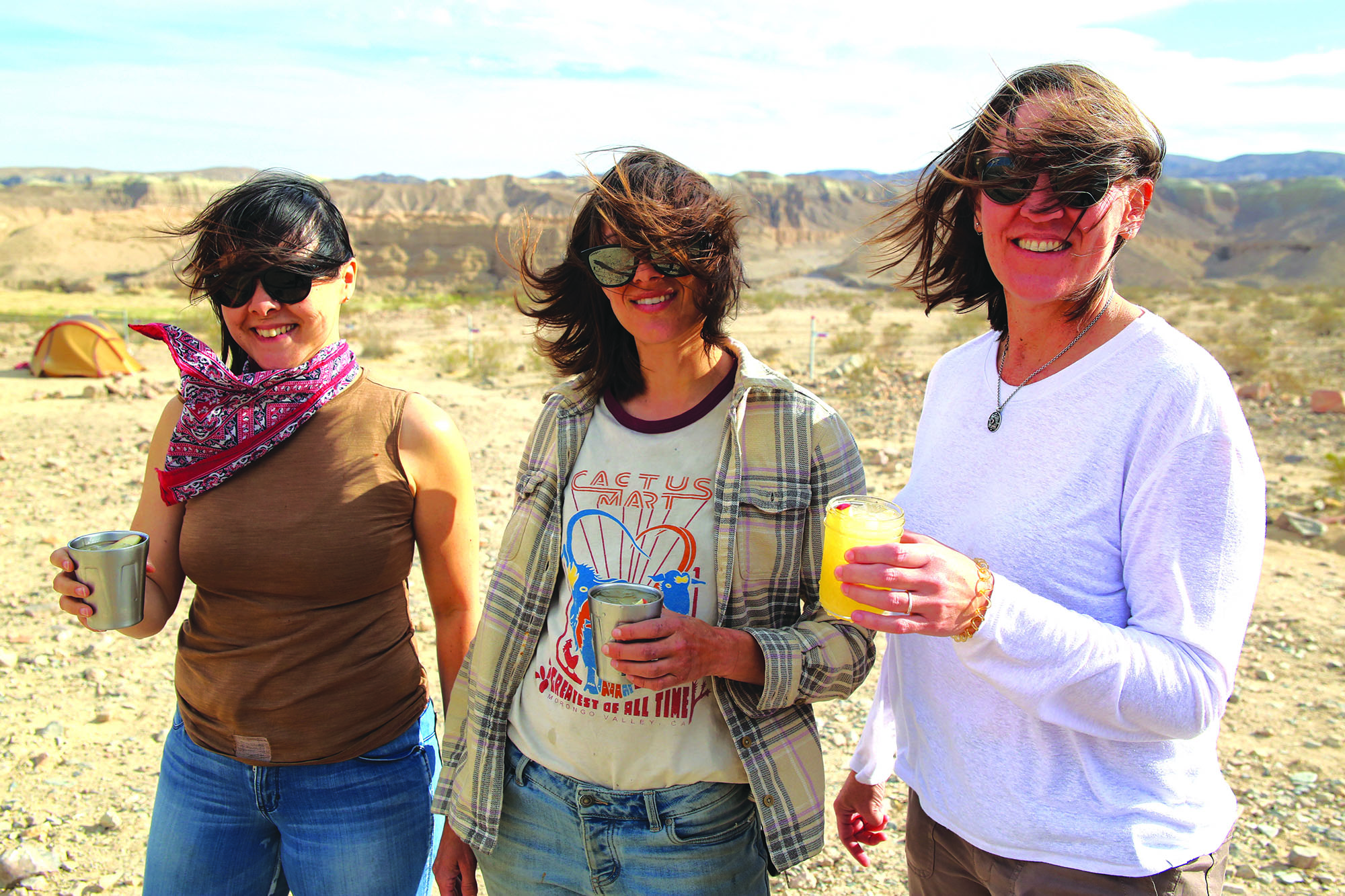 Dirty Gourmet authors Mai-Yan Kwan, Emily Nielson, and Aimee Trudeau in the desert