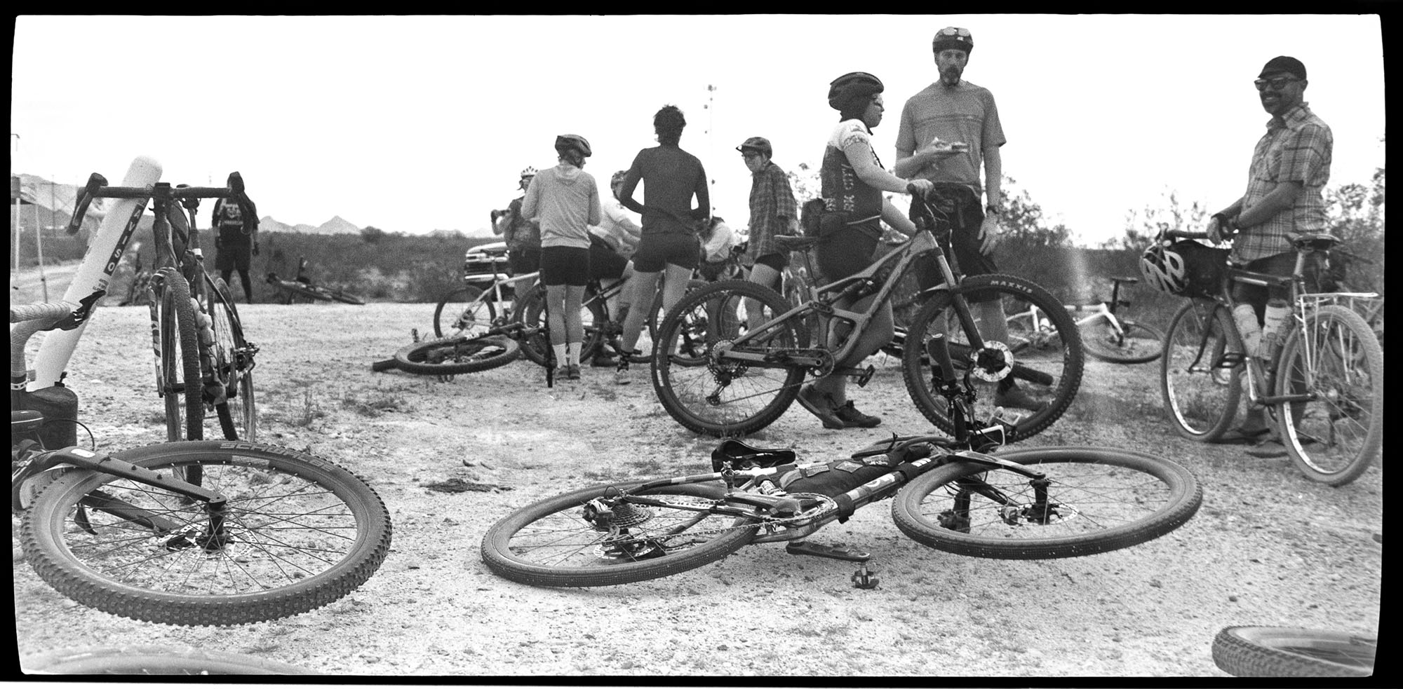 Participants mingle during a rest stop