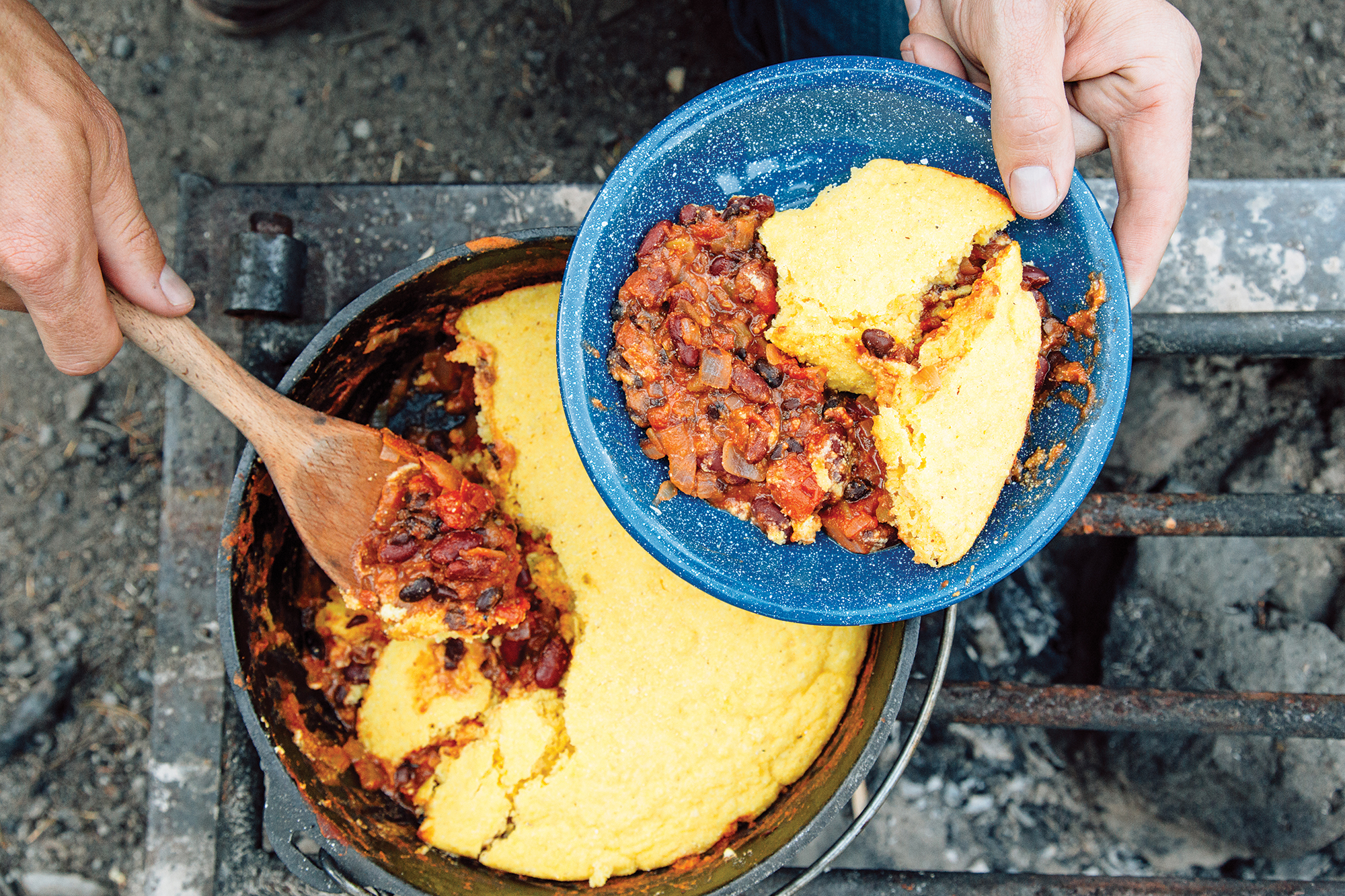 Dutch Oven Chili Cornbread