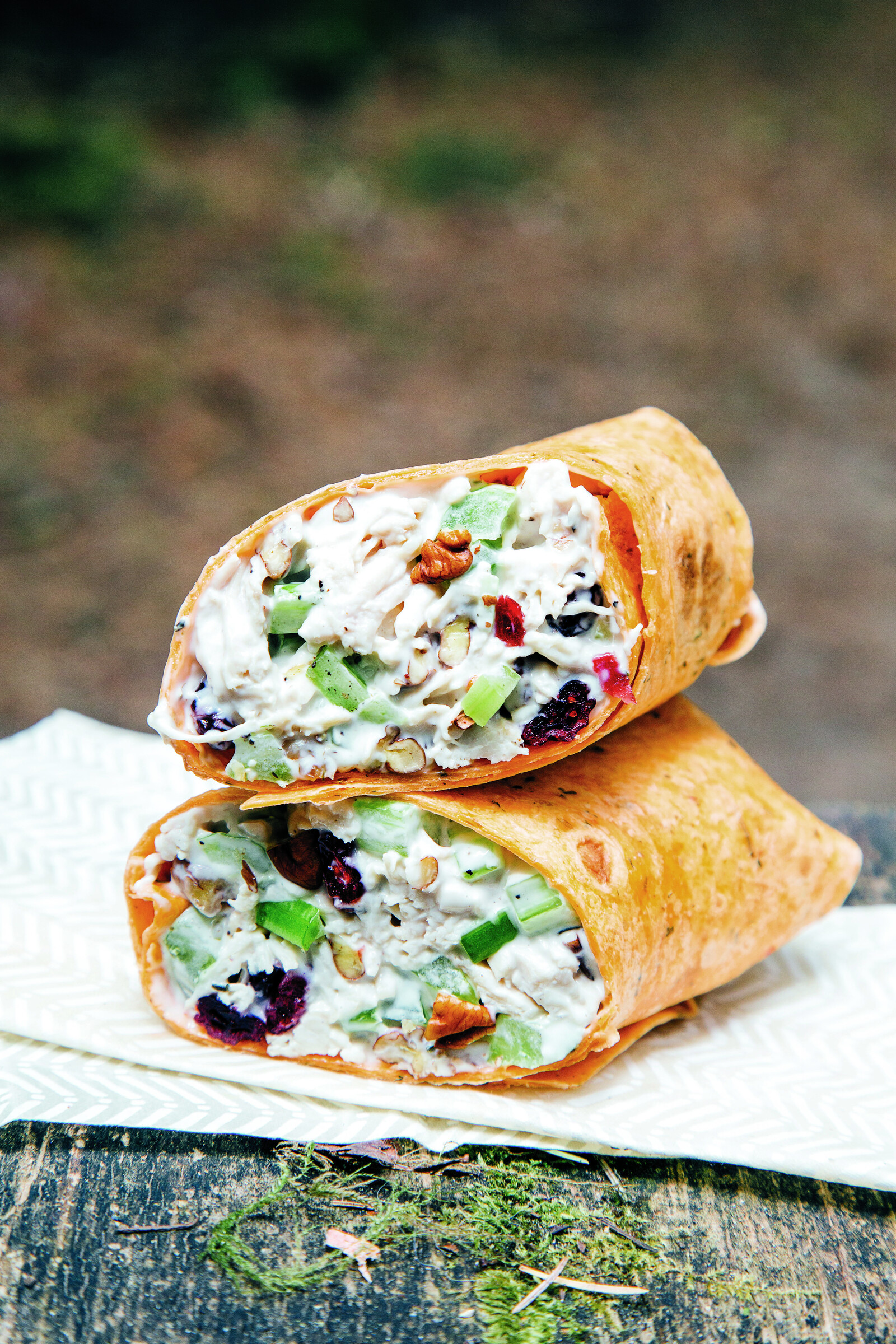 Chicken Salad Wrap with Pecans and Cranberries