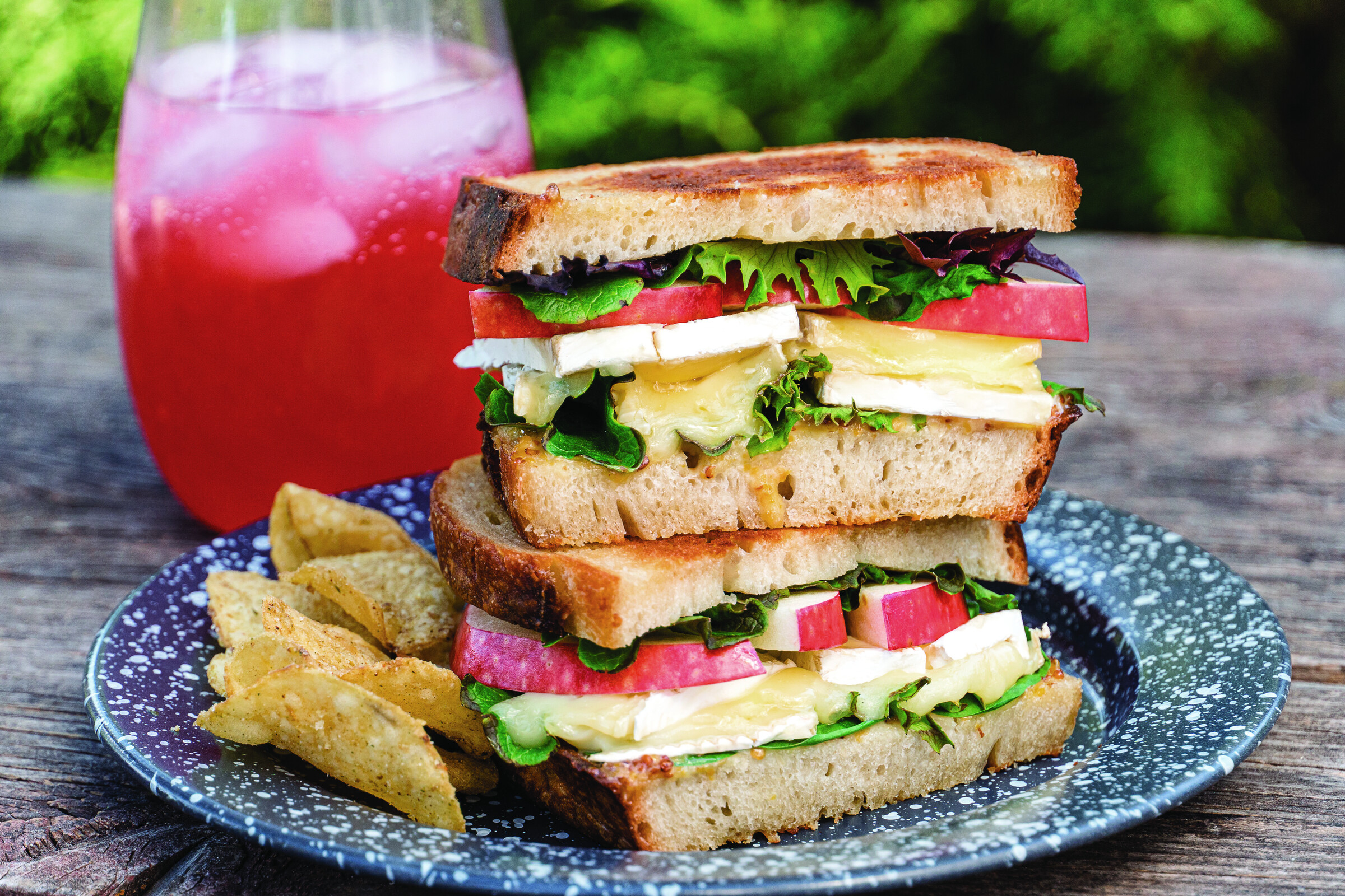 Apple and Brie Grilled Cheese with Baby Greens