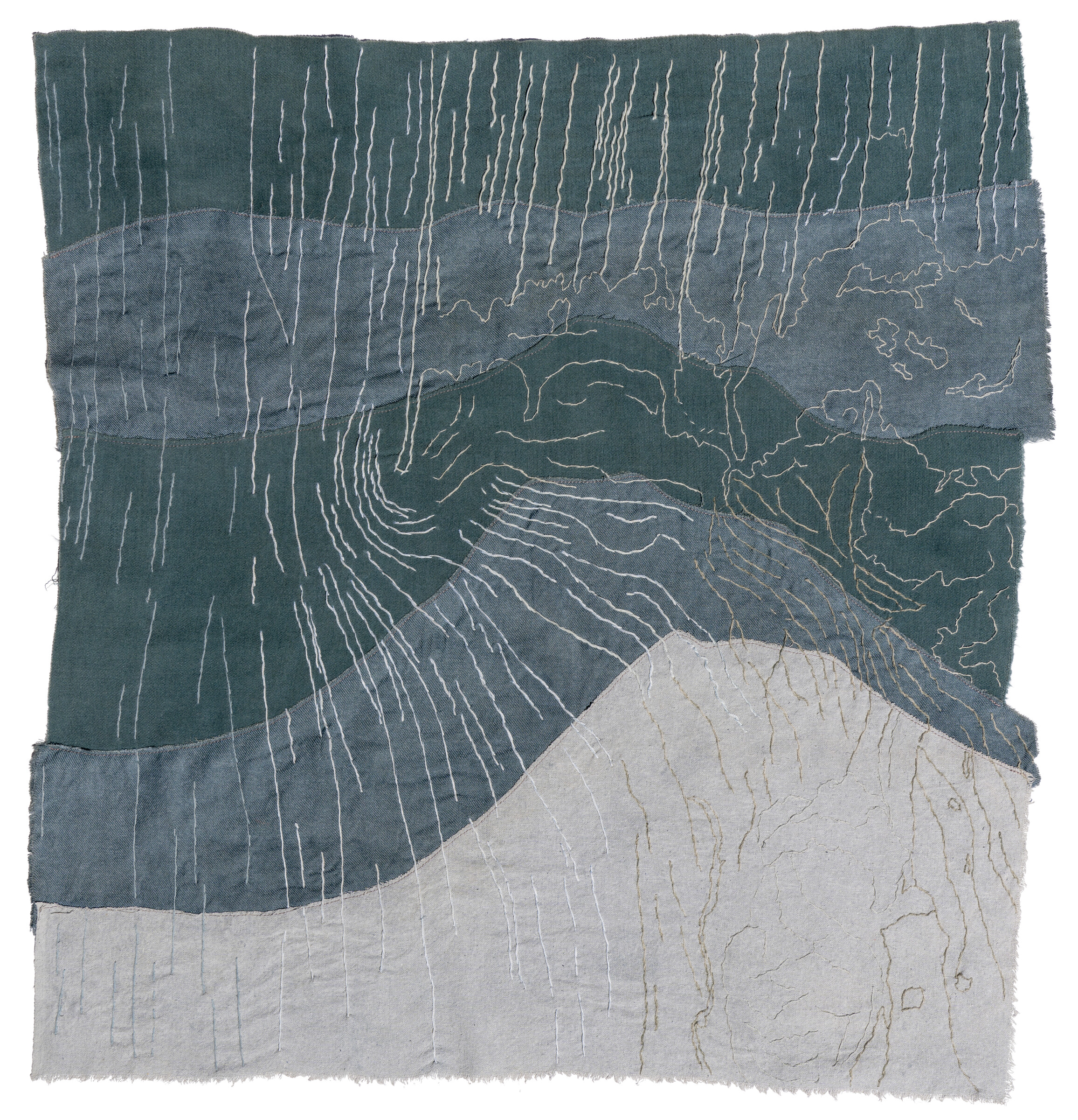 Naturally dyed textile symbiosis piece in muted tones